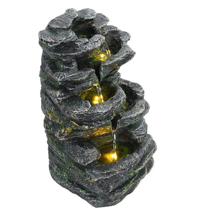 6-Layer Rock Water Fountain, Garden Waterfall Decoration,  For Courtyards, Backyards, Porches,