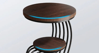 Round End Side Table: Side  Small Bedside Table Accent Table with Arc-Shaped Frame