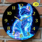 Glowing Cat Silent Wall Clock with Bold Roman Numerals