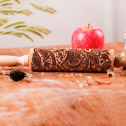 1 pcs Wooden Sunflower Embossed Rolling Pin