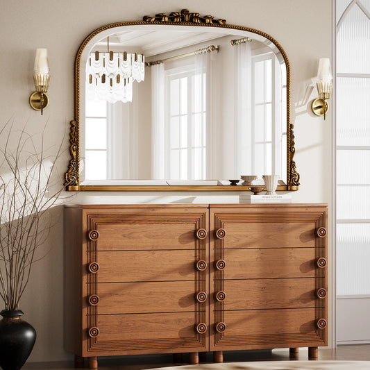 BEAUTYPEAK Arched Vanity Mirror Vintage Decor Mirror Wall Mounted