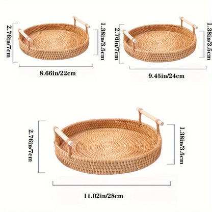 Handwoven Rattan Tray & Food Basket