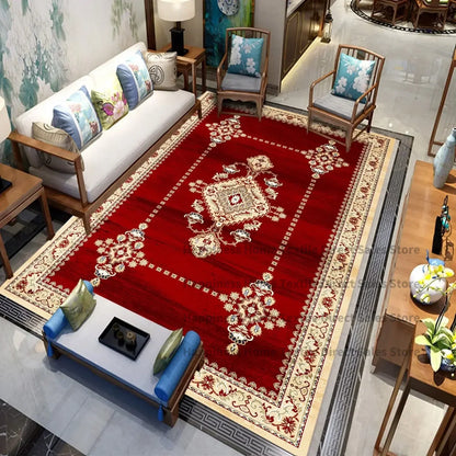 Persian Luxury Rugs for Retro Red Decor Carpets for Living Room
