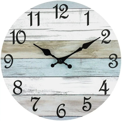 Wall Clock 10 Inch ClockRustic Wall Clocks Battery Operated,SilentNon Ticking Wooden