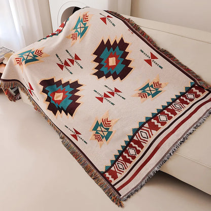Aztec Blanket, Oversized Boho Throw