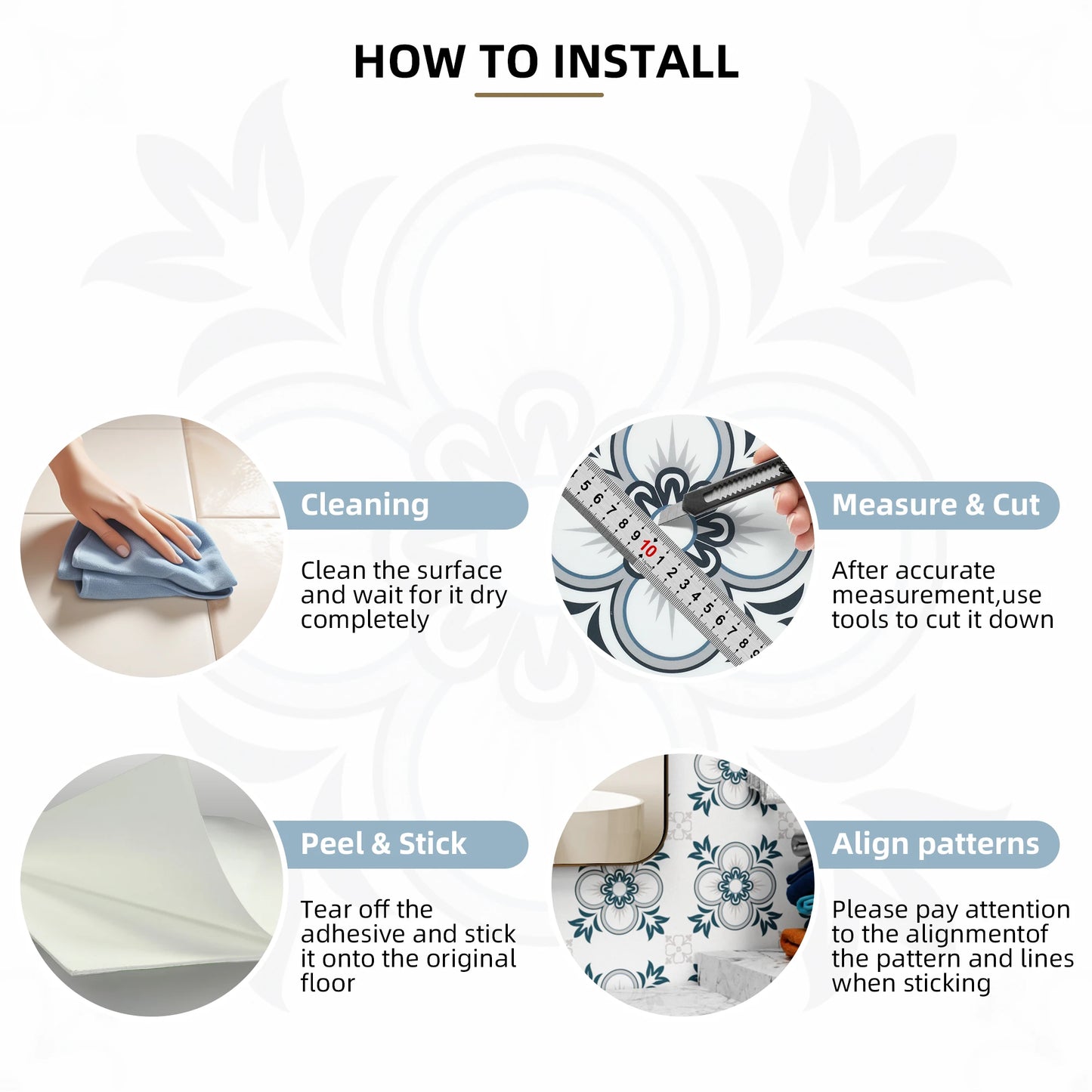 12 in. x 12 in. x 11 MIL 30-Pack Kitchen Backsplash Floor and Wall Tile