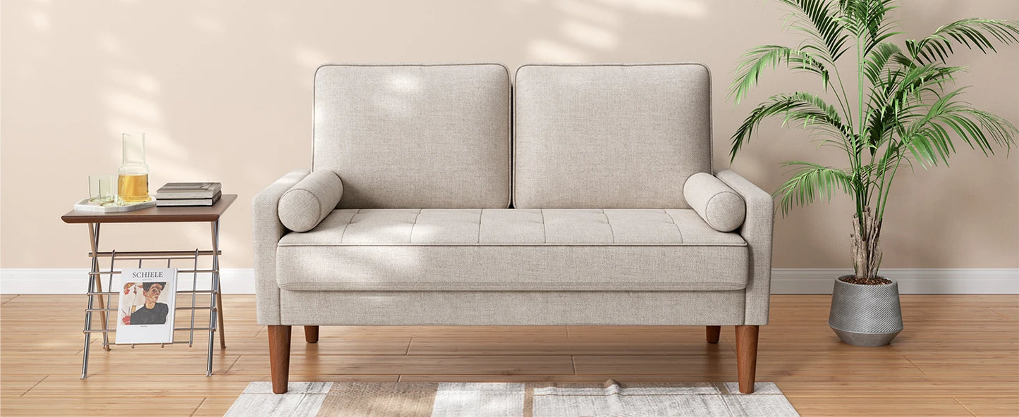 48 Inch Vesgantti Loveseat Sofa - Solid Wood Legs  Throw Pillow