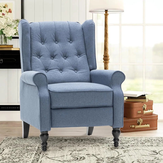 Mid Century Wingback Recliner Chair for Adults, Modern Linen Fabric with Button Tufted. Three colors