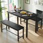Dining Table Set for 4, 3Piece Kitchen Table with 2 Benches,