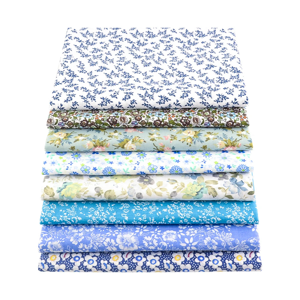 8PCS Pack Square Multicolor Printed Cotton Fabric For Sewing Quilt