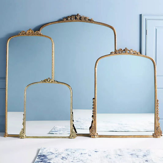 Vintage Antique Wood Arch Frame Art Decor  Mirror  Floor Mirror For Home Living Room