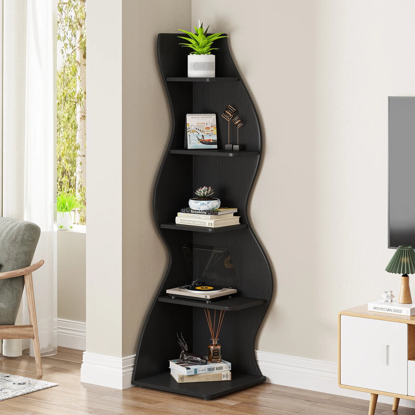 Tribesigns Corner Shelf, Modern 5-Tier Wall
