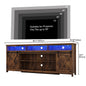 TV Stand Farmhouse Coffee Bar Cabinet Rustic Sliding Barn Door Cabinet with Power Outlet & LED Light