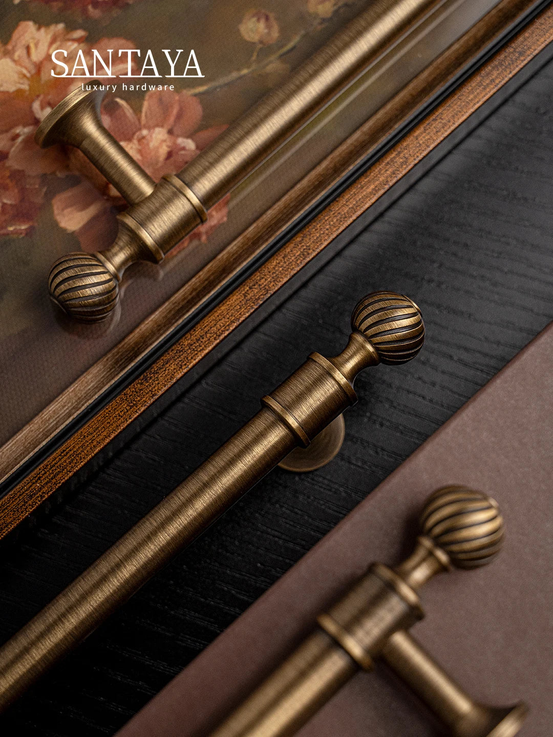 Santaya Brushed Antique Brass Handles Luxury Furniture Hardware