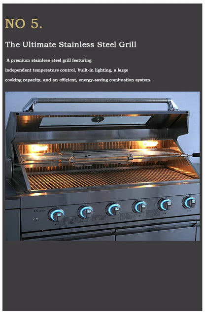 Modern Modular Functional Stainless Steel Outdoor Kitchen Grill Cooktop Sink Fridge LED For Backyard Patio Garden