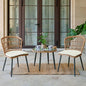 3 Piece Outdoor Wicker Bistro Set,  w/2 Large Rattan Chairs and Tempered Glass Table, Patio Furniture