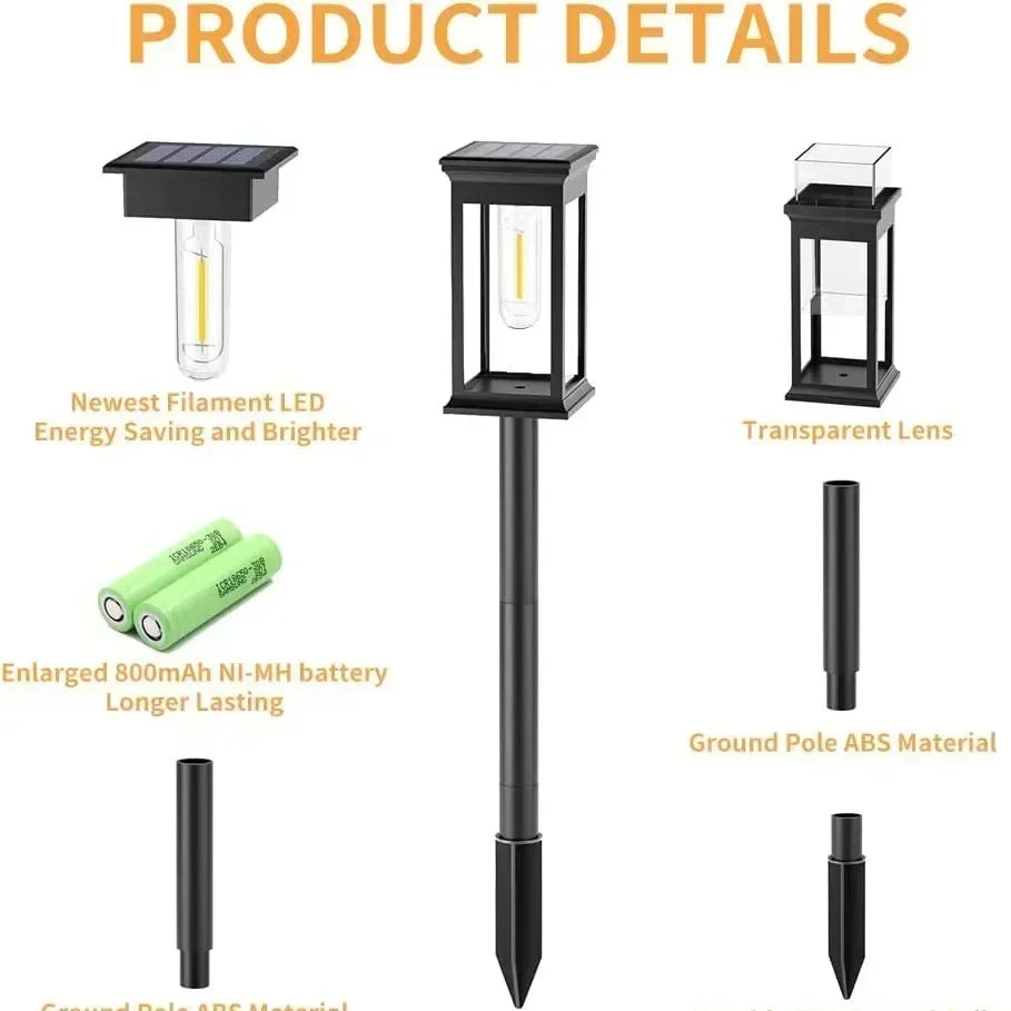 Waterproof LED Solar Lights for Garden Yard Driveway -  Outdoor Landscape Lighting Auto On/Off