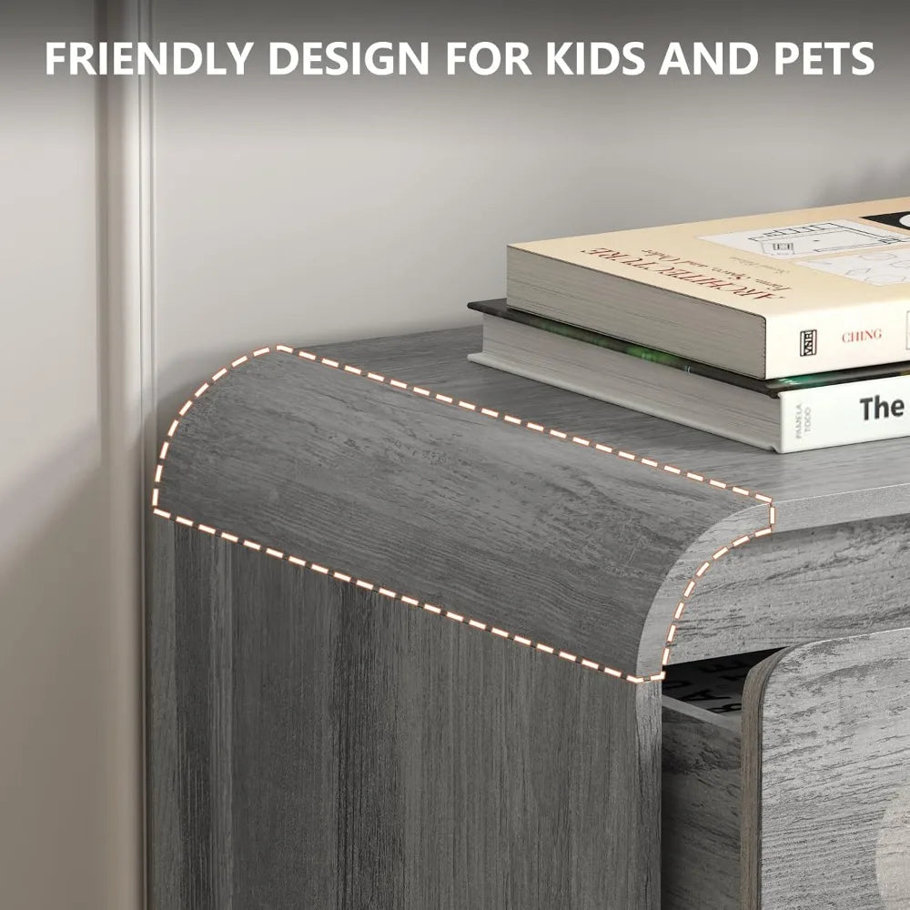 Grey Dresser for Bedroom with 6 Drawers,  Farmhouse Wood Closet