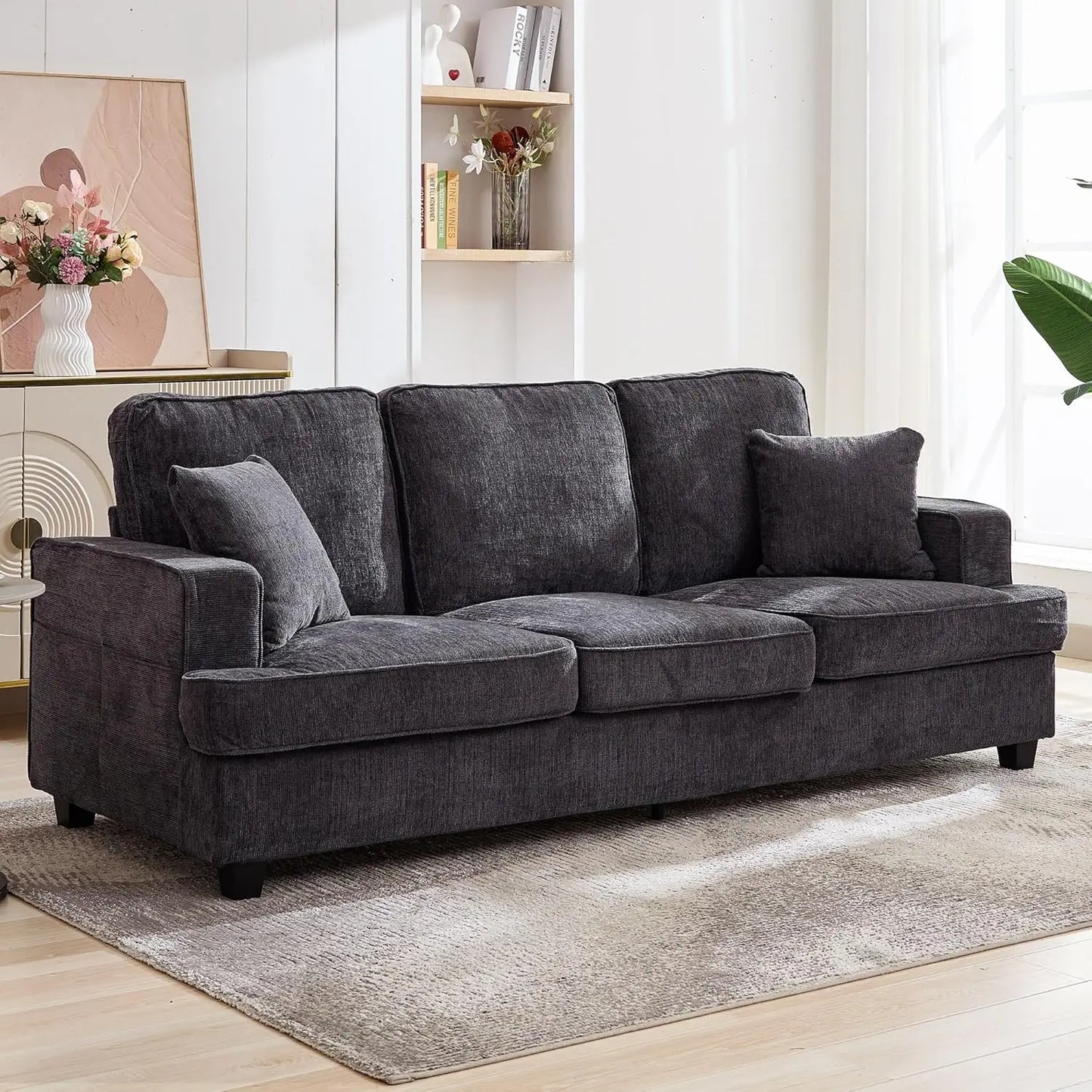 89 inch Cloud Couch Sofa in Chenile with Extra Comfy Soft Deep Seats, Modern 3 Seater
