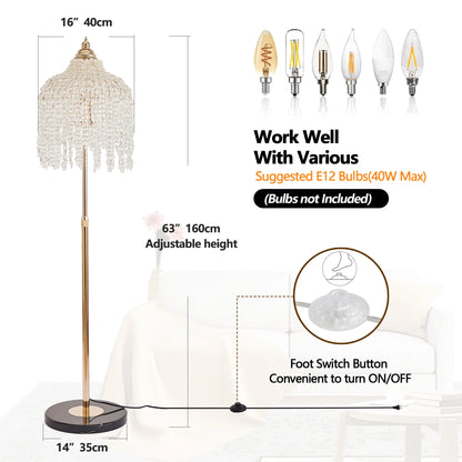 3-Light Elegant Crystal Floor Lamp Vintage Design