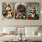 3pcs Eclectic Vintage Christmas Canvas Wall Art
