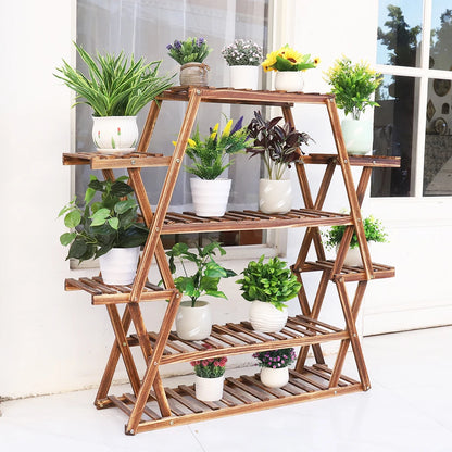 Extra Large Multi Tier Wood Flower Rack Plant Stand Bonsai Shelf Indoor Outdoor