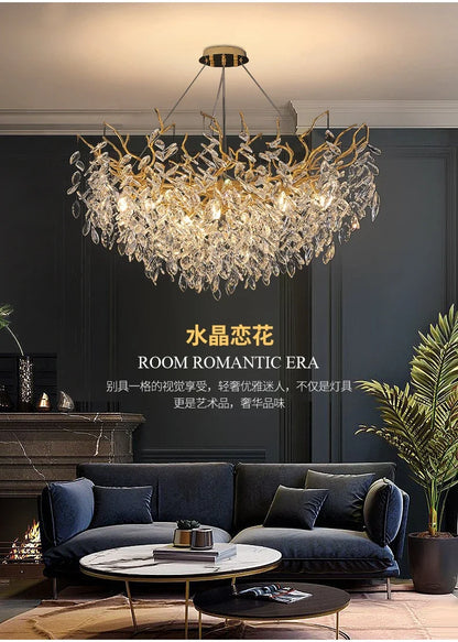 2025 Luxury Gold Crystal LED Chandeliers Living Dining  Lustre Ceiling Pendant Lamps I
