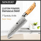 XINZUO 1-8pcs Kitchen Knife Set 73 Layers Custom Damascus Steel  with Olive Wood Handle