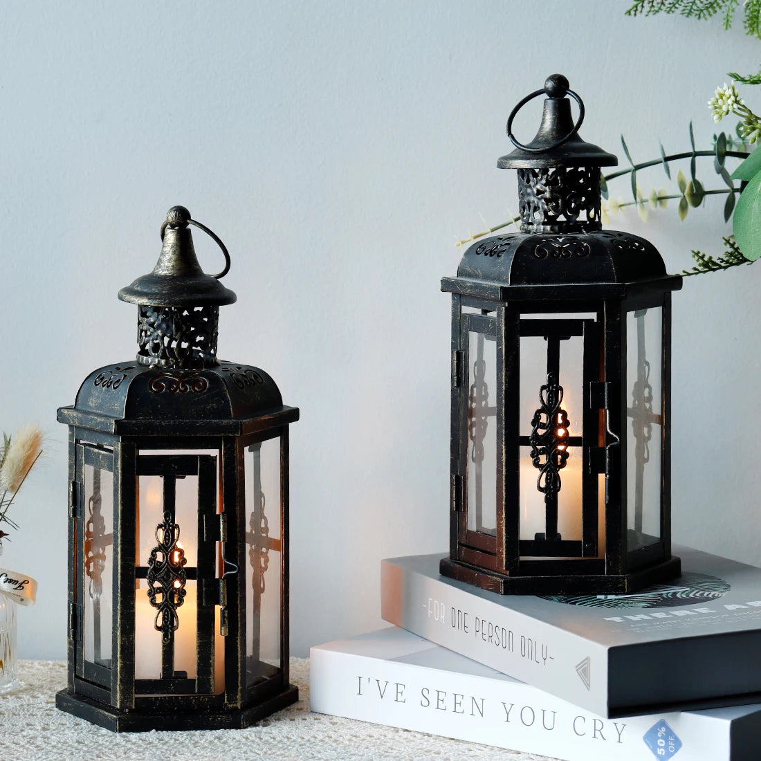 Vintage Nordic Candle Holder Lanterns Candles Aesthetic Hanging Lantern