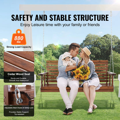 SucceBuy Wooden Porch Swing 5 ft  for Courtyard Garden  880 lbs Strong Load Capacity Chair Bench