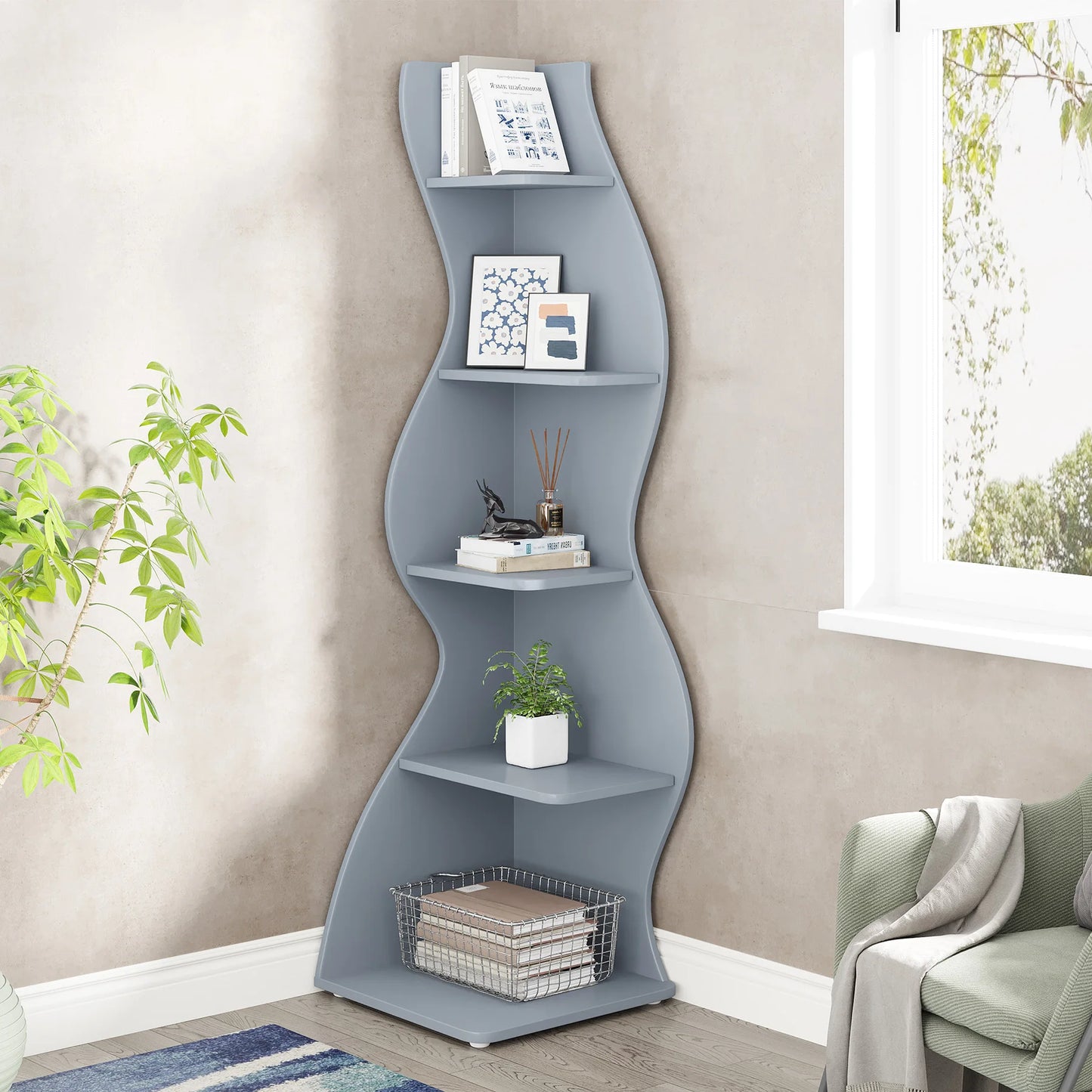 Tribesigns Corner Shelf, Modern 5-Tier Wall