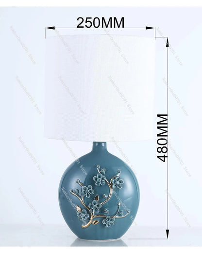 3D Plum Blossom Ceramic Table Lamp, Ceramic Lamp, Desk Lamp
