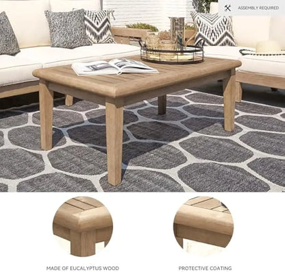 Gerianne Outdoor Rectangular Eucalyptus Wood Coffee Table