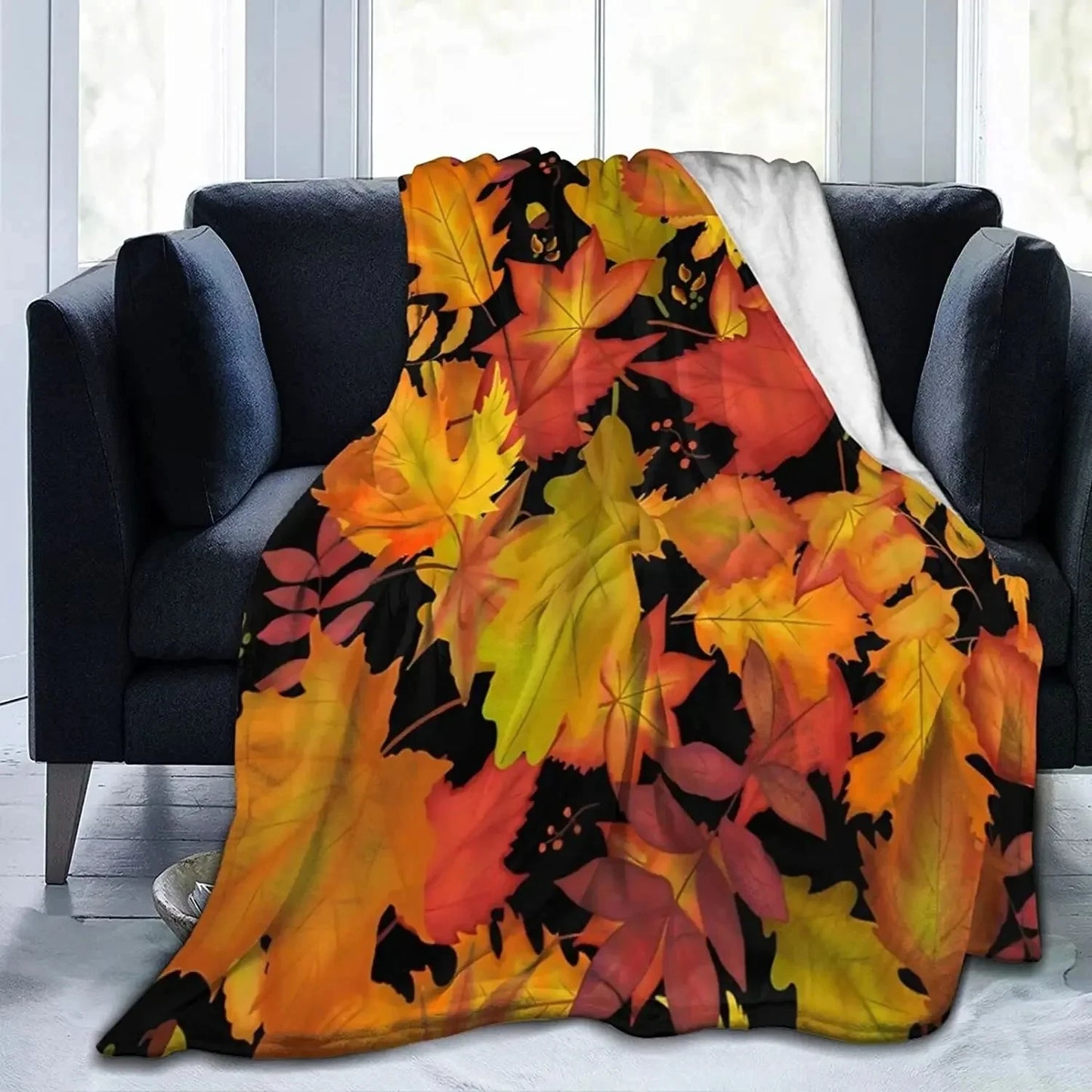 Fall Pumpkin Autumn Blanket Leaves Soft Throw