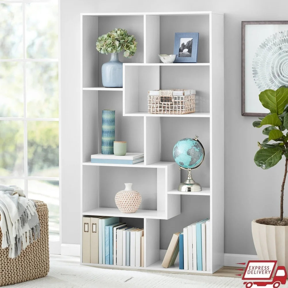 Modern 8-Cube Bookcase Geometric Shelves