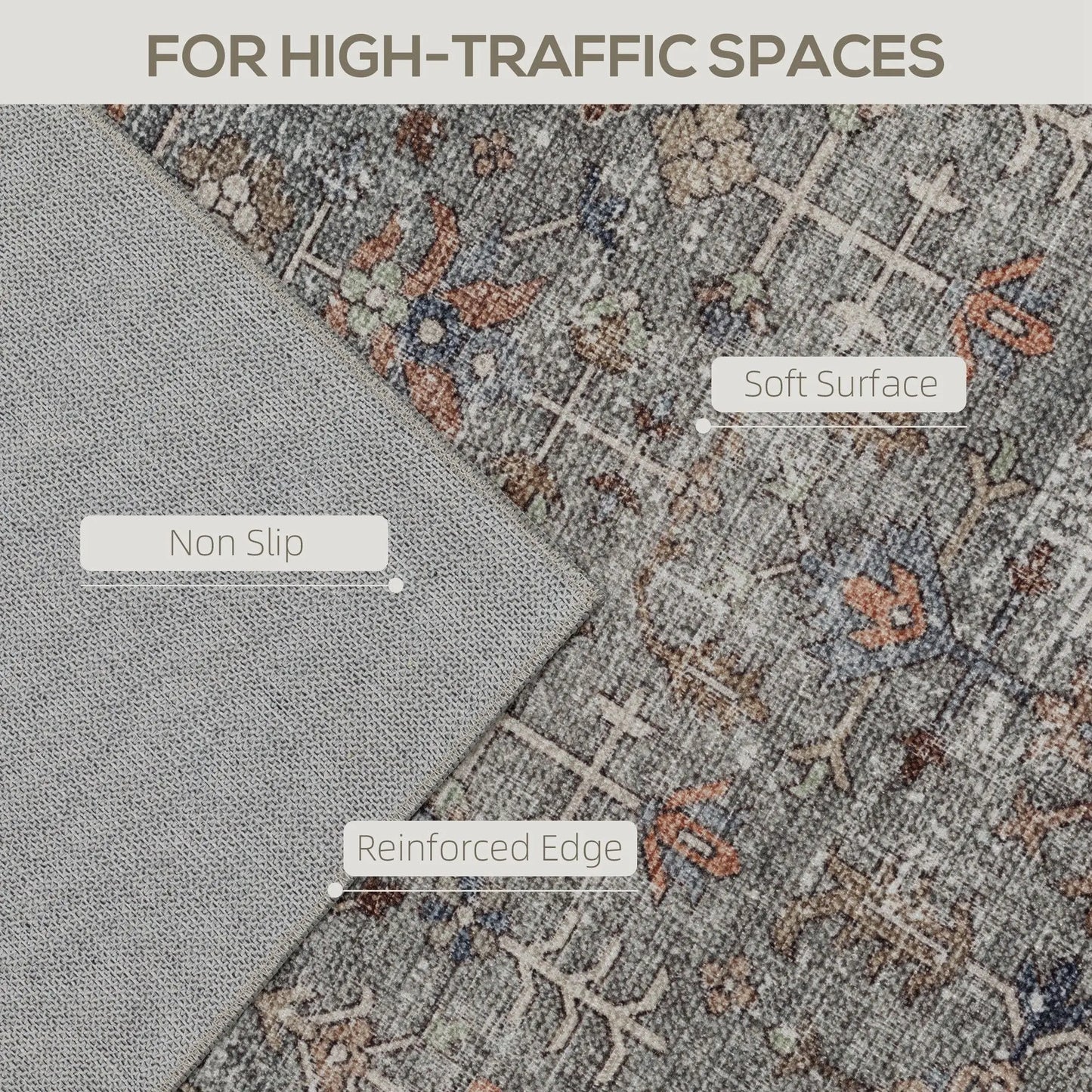 HOMCOM Machine Washable Area Rug 5x7,  Dark Mixed-Brown