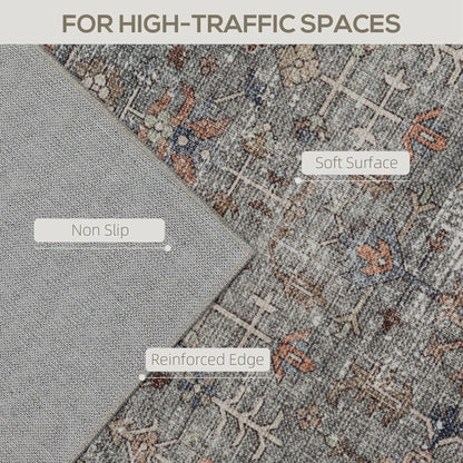 HOMCOM Machine Washable Area Rug 5x7,  Dark Mixed-Brown