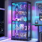 71" Tall Glass Display Cabinet with RGB Lights & Motion Sensor, 5-Tier Curio Case for Collectibles, Figures, Books