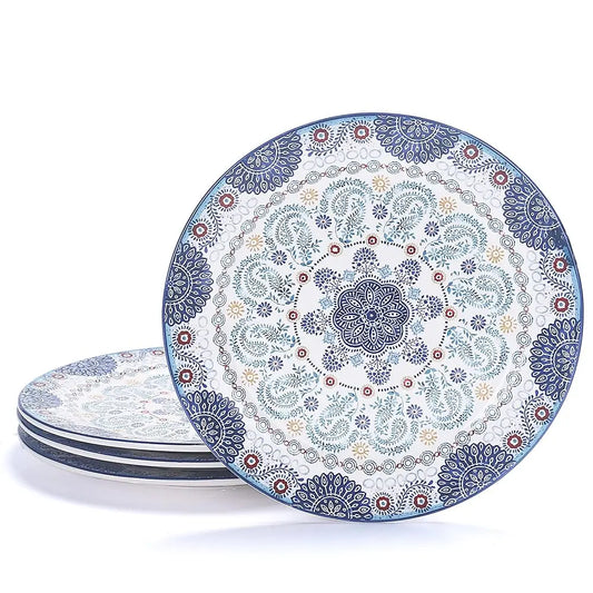 Blue Talavera Dinner Plates Set Of 4, Stylish Serving Dishes,
