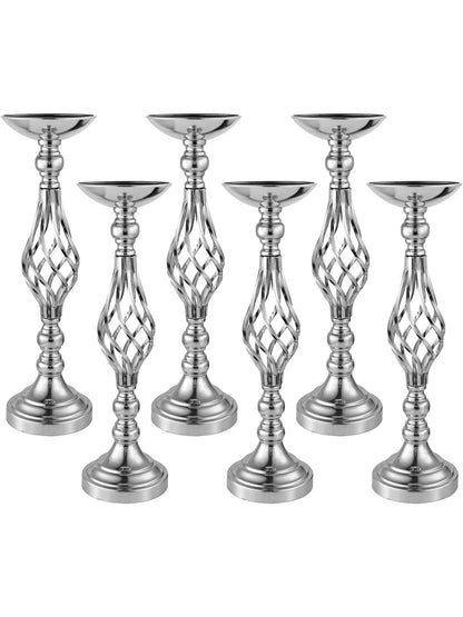 6pcs Silver Metal Flower Vases