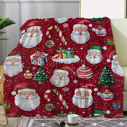 Vintage Christmas Pattern Flannel Throw Blanket