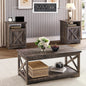 3-Piece Farmhouse Living Room Table Sets, Includes 1 x Coffee Table, 2 x End Tables with Charging Station & USB, Customized