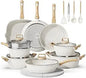 24 Pcs Pots and Pans Set, Non Stick Ceramic Cookware Set  Healthy Non-Toxic
