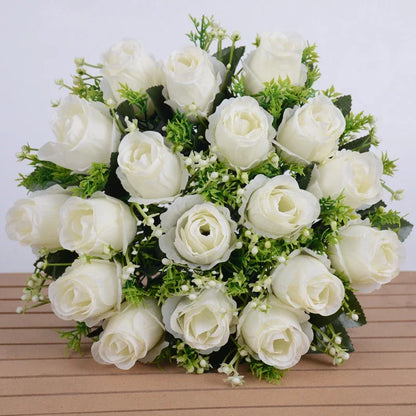 18 Heads Rose Bouquet  Silk  Bouquet Wedding  Flowers