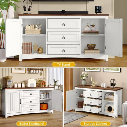 Farmhouse Sideboard Buffet Cabinet with Storage, Kitchen Cabinets