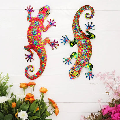Metal Art Gecko Wall Decor  Lizard Sculptures Gecko Hanging Ornament f