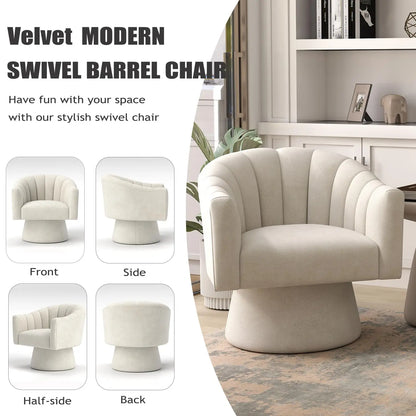 360° Swivel Velvet Upholstered Barrel Chair Set 2 Living Room Reading Round Armchair, 15 different colors