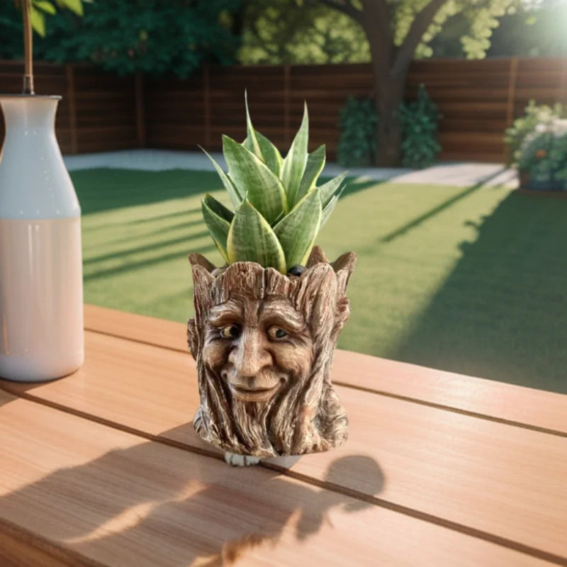 1Pc, Creative and Funny Expression Book Tree Stump Old Man Resin Vase,