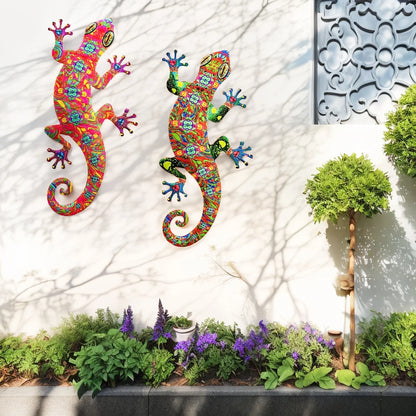 Metal Art Gecko Wall Decor  Lizard Sculptures Gecko Hanging Ornament f