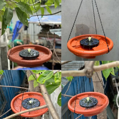 Solar Powered Bird Bathtub Fountain Hanging Bird Feeder  with Hook Chain
